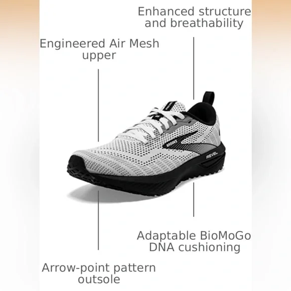 Brooks Revel 6 Black and White Running Shoes